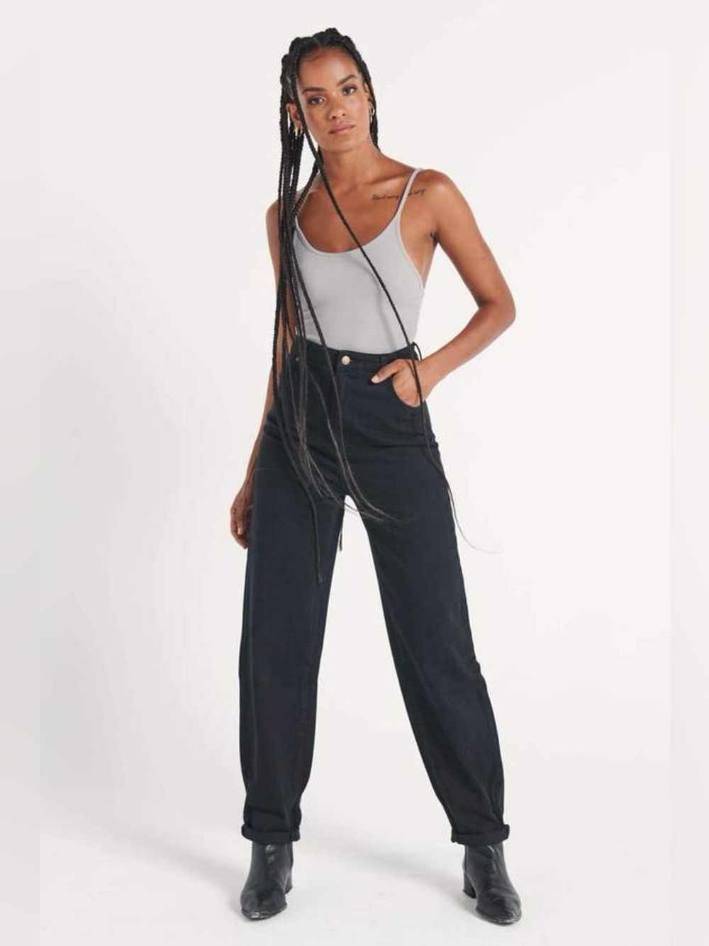 Rolla’s Genie Super High Righ 80’s Ballon Leg Jeans Shadow Black Size 28